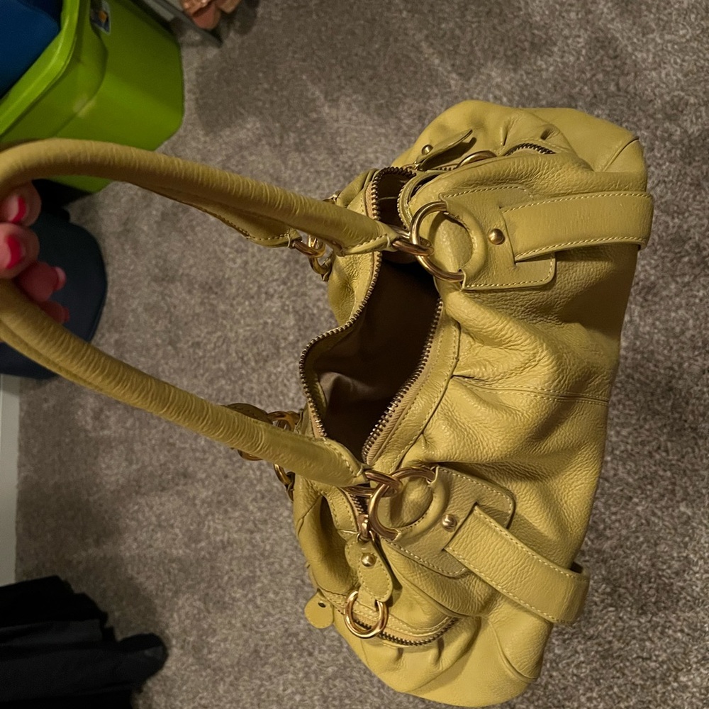Unisa Yellow Shoulder Bag Soft Leather Slouchy Design